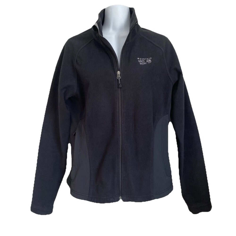 Mountain Hardwear Full Zip Jacket Fleece Black Womens Medium Pockets Outdoors